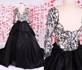Black Dress, Lace Dress,Prom Dress, Evening Dress, Floor Length Dress,A